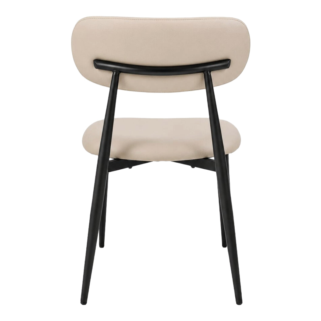 Chaise de salle à manger rembourrée en tissu et aspect cuir - Julie