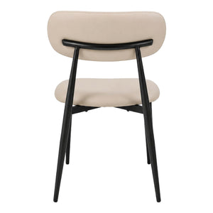 Chaise de salle à manger rembourrée en tissu et aspect cuir - Julie