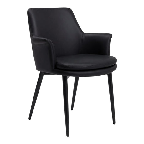 Chaise de salle à manger rembourrée en tissu et aspect cuir - Chloé