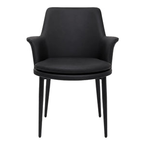 Chaise de salle à manger rembourrée en tissu et aspect cuir - Chloé