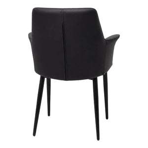 Chaise de salle à manger rembourrée en tissu et aspect cuir - Chloé