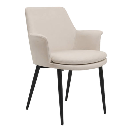 Chaise de salle à manger rembourrée en tissu et aspect cuir - Chloé