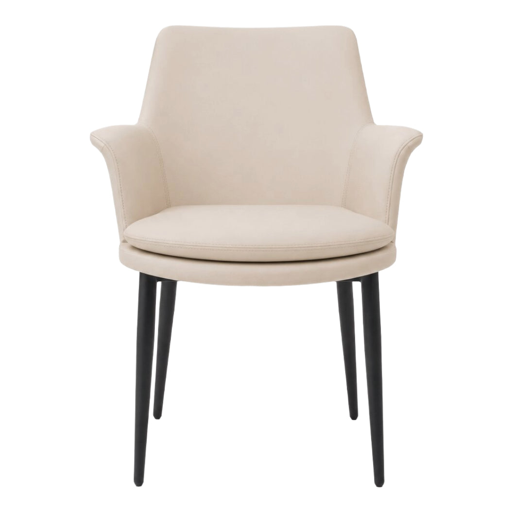 Chaise de salle à manger rembourrée en tissu et aspect cuir - Chloé