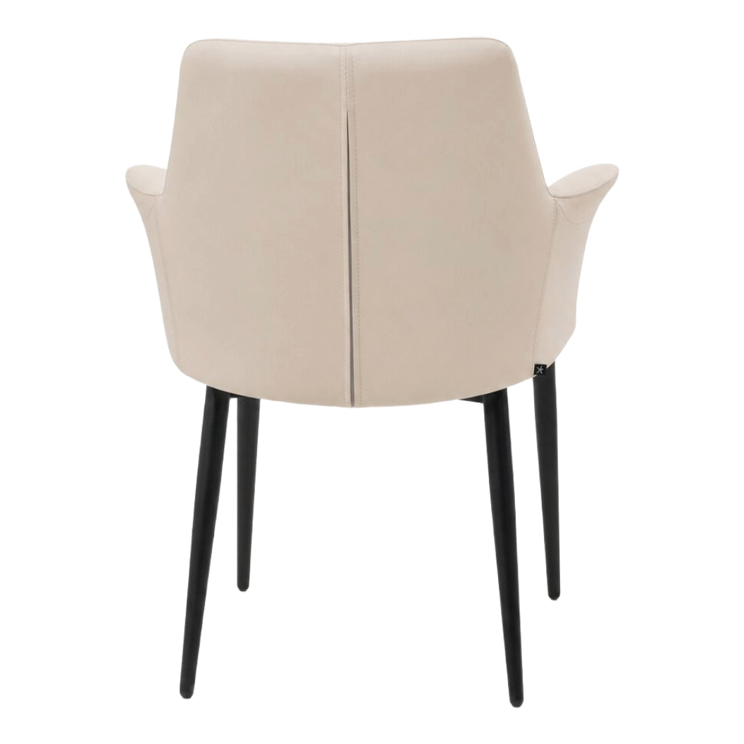 Chaise de salle à manger rembourrée en tissu et aspect cuir - Chloé