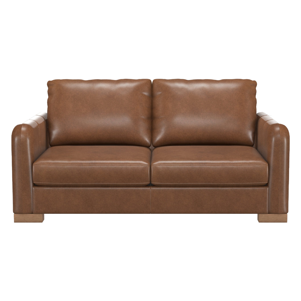 Causeuse stationnaire en cuir brun - Eliot