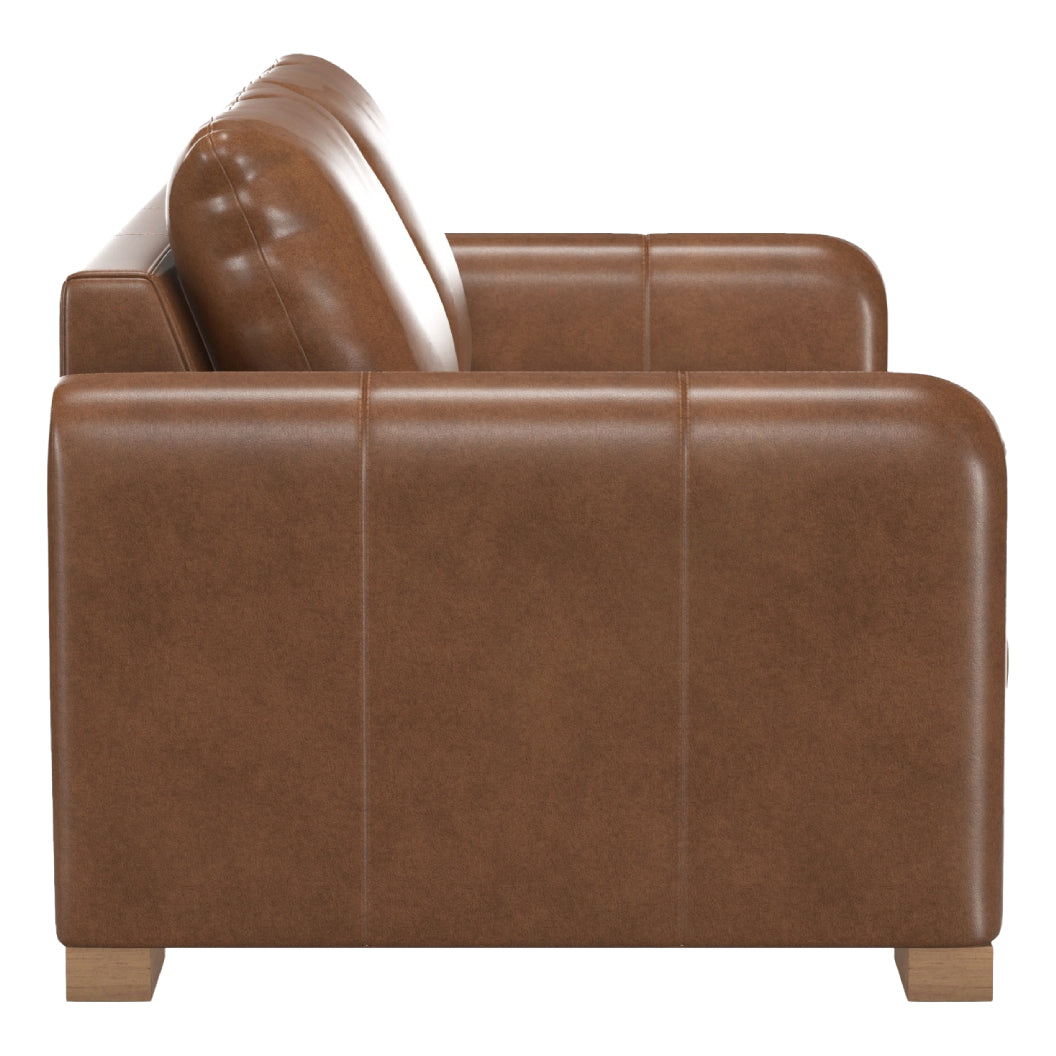 Causeuse stationnaire en cuir brun - Eliot