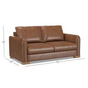 Causeuse stationnaire en cuir brun - Eliot