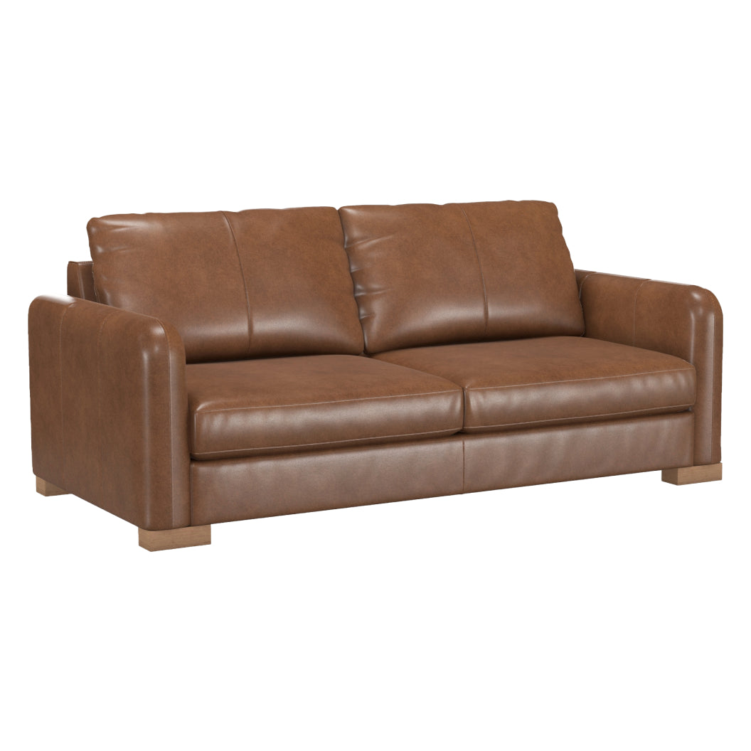 Sofa condo stationnaire en cuir brun - Eliot