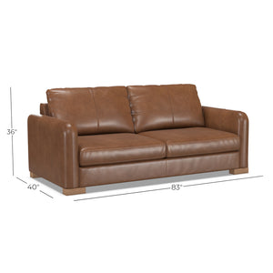 Sofa condo stationnaire en cuir brun - Eliot