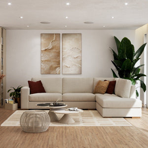 Causeuse stationnaire en tissu beige - Tennyson