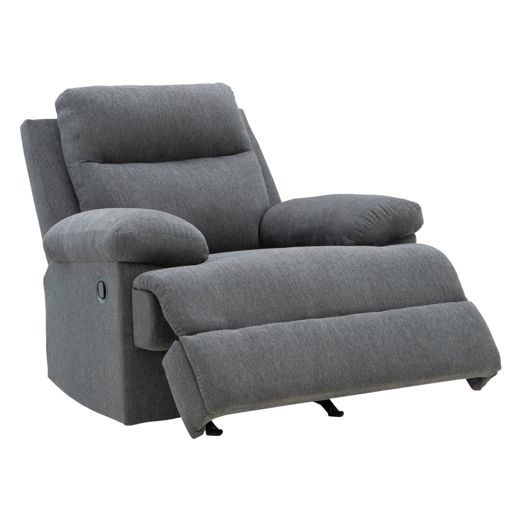 Fauteuil berçant et inclinable en tissu chenille gris charcoal - Side-Swipe
