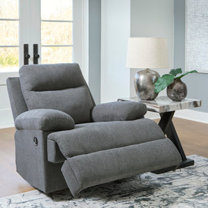 Fauteuil berçant et inclinable en tissu chenille gris charcoal - Side-Swipe