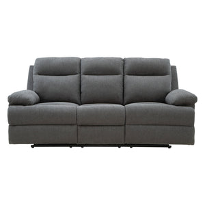 Sofa inclinable en tissu chenille gris charcoal avec table centrale rabattable - Side-Swipe