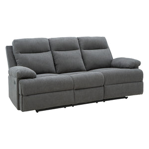 Sofa inclinable en tissu chenille gris charcoal avec table centrale rabattable - Side-Swipe