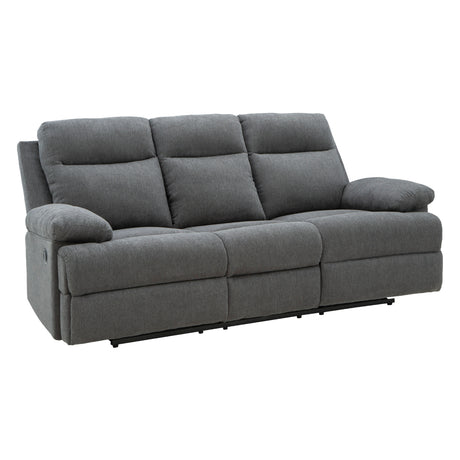 Sofa inclinable en tissu chenille gris charcoal avec table centrale rabattable - Side-Swipe