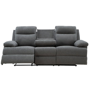 Sofa inclinable en tissu chenille gris charcoal avec table centrale rabattable - Side-Swipe
