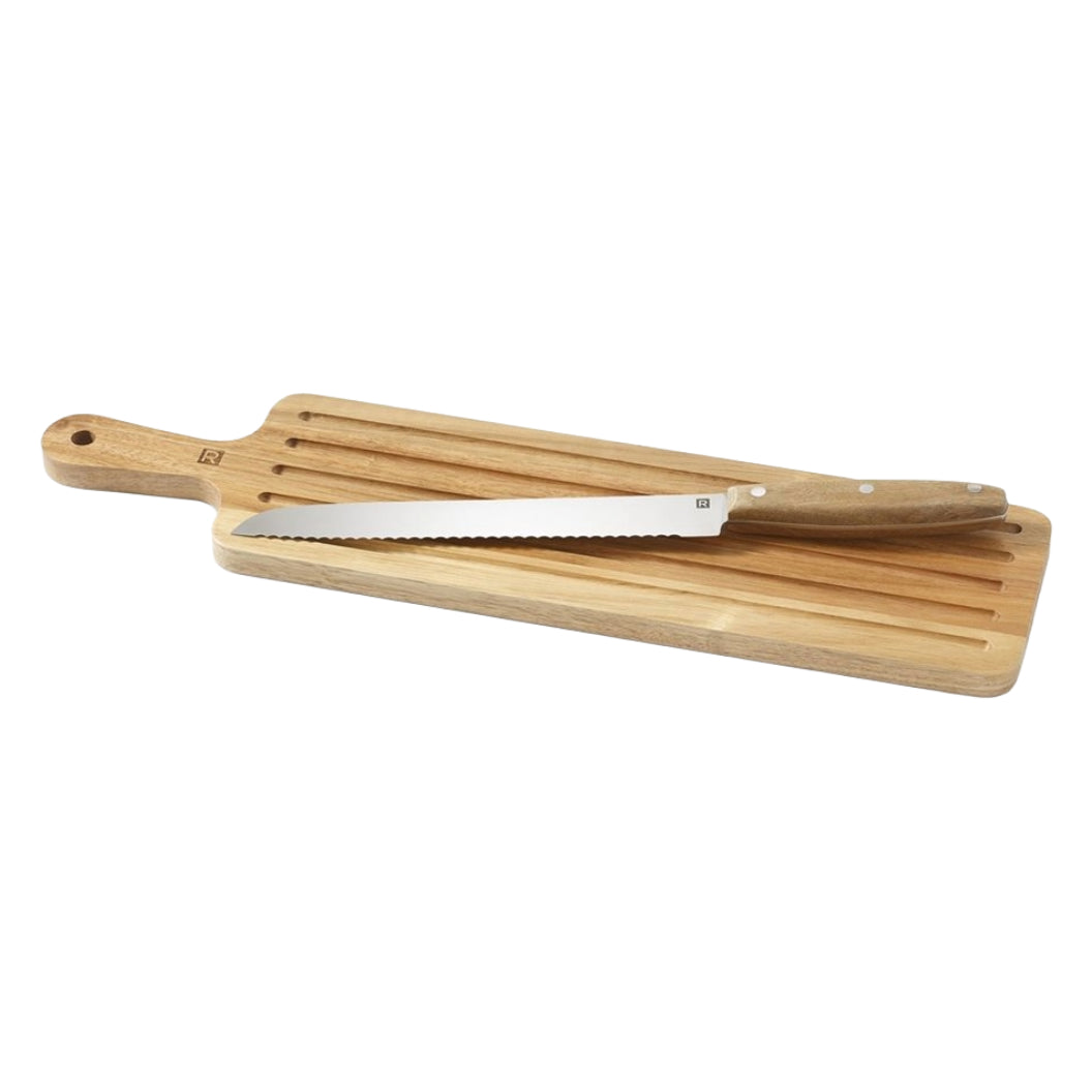 Ensemble de couteau à pain et planche en bois d'acacia
