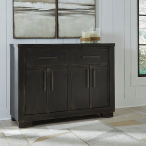 Buffet en bois noir avec 4 portes et 2 tiroirs - Galliden