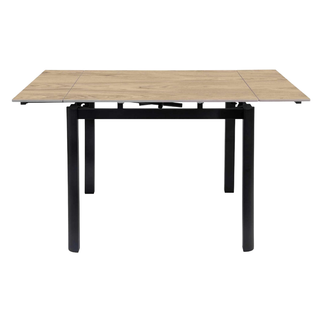 Table de salle à manger extensible en porcelaine brun chêne naturel et métal noir - Alter