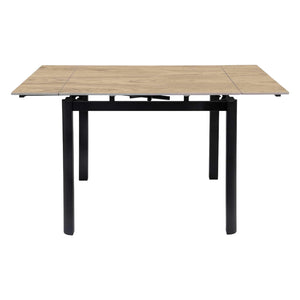 Table de salle à manger extensible en porcelaine brun chêne naturel et métal noir - Alter