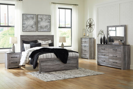 Ensemble de mobilier de chambre avec lit grand en bois gris - Bronyan