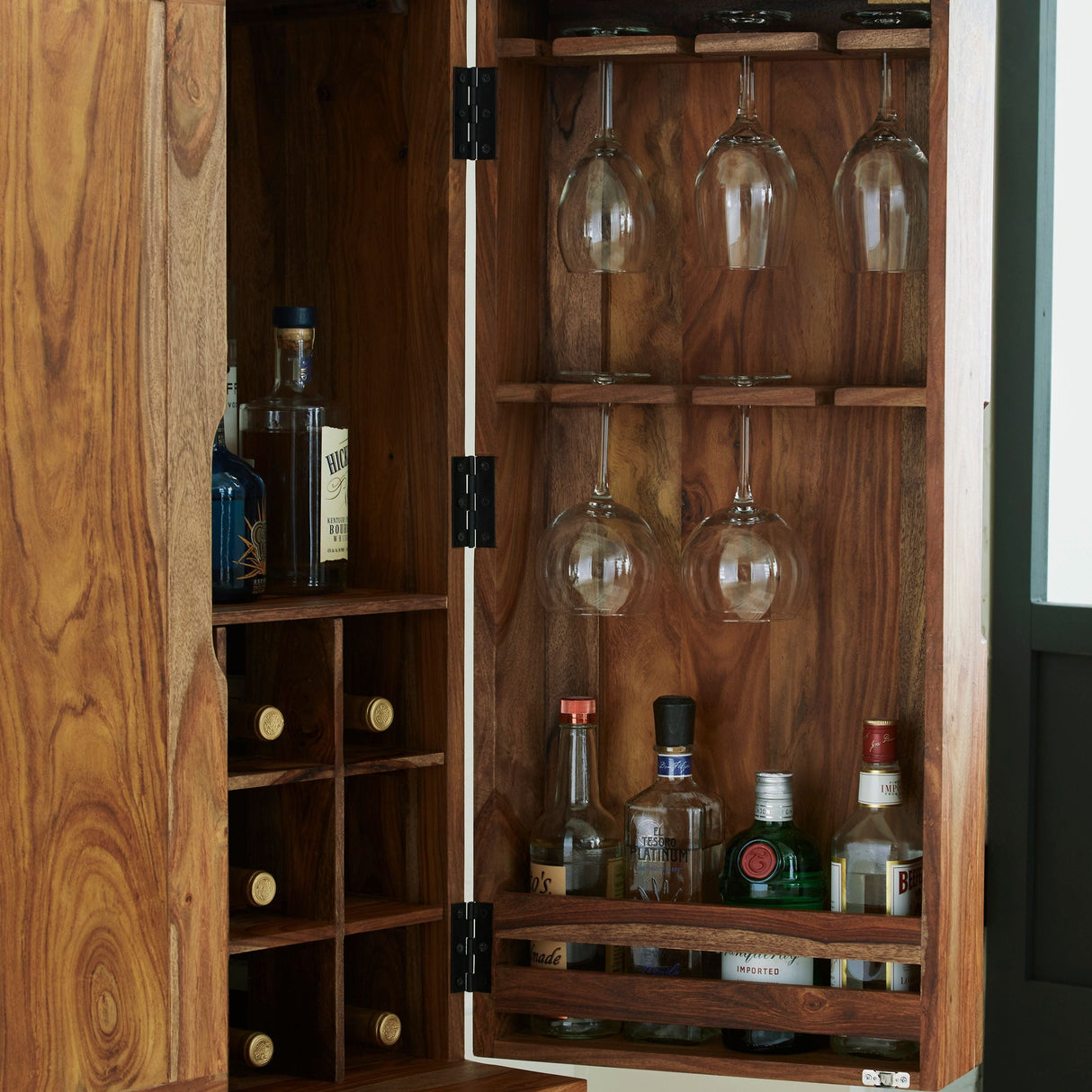 Buffet en bois brun sheesham avec 2 portes - Dressonni