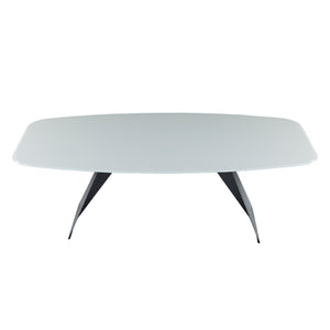 Table de salle à manger rectangulaire avec contour arrondi en verre - Hugo
