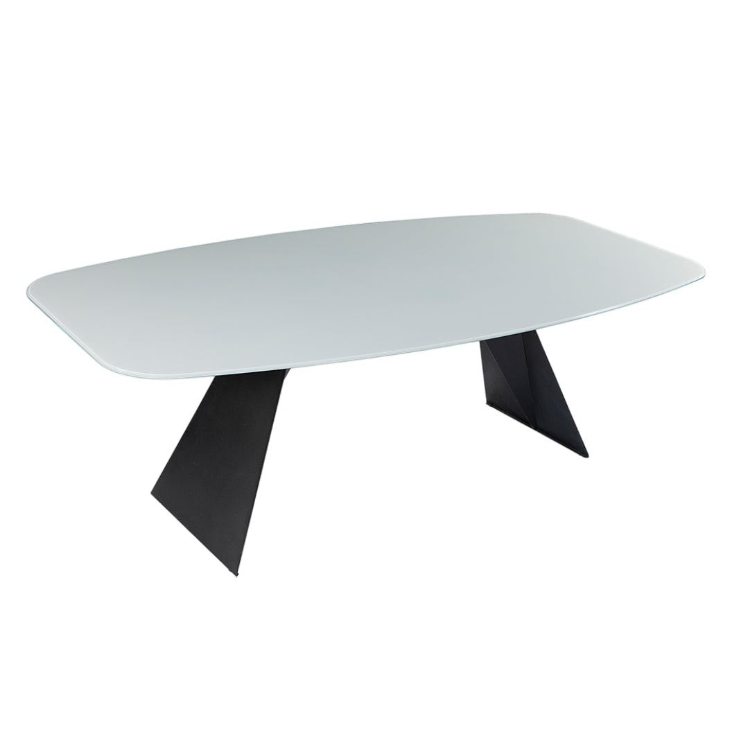 Table de salle à manger rectangulaire avec contour arrondi en verre - Hugo