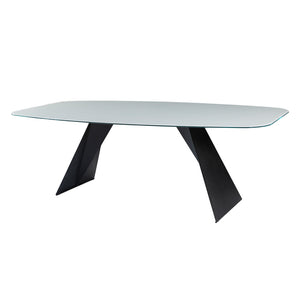 Table de salle à manger rectangulaire avec contour arrondi en verre - Hugo