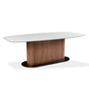 Table de salle à manger rectangulaire avec contour arrondi en verre et en bois - Luciano