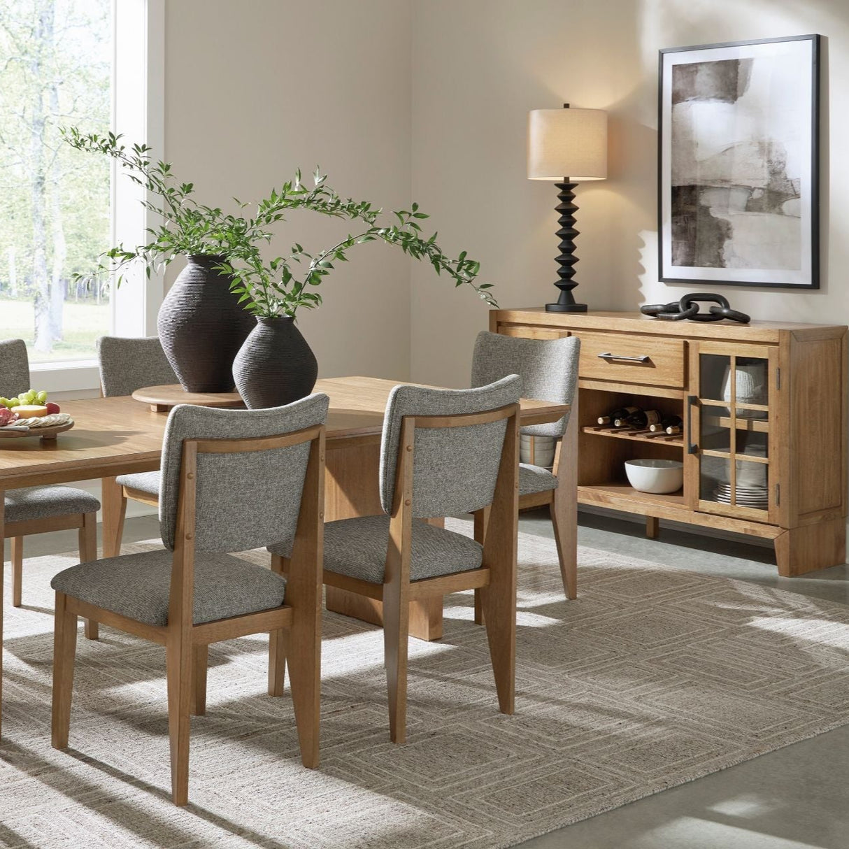 Buffet en bois brun clair avec 2 portes et 1 tiroir - Sherbana