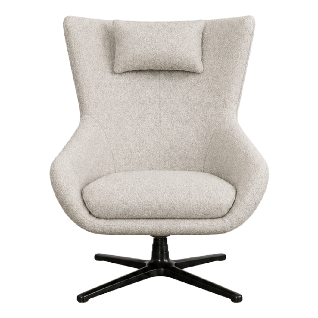 Fauteuil pivotant en tissu crème - Coko