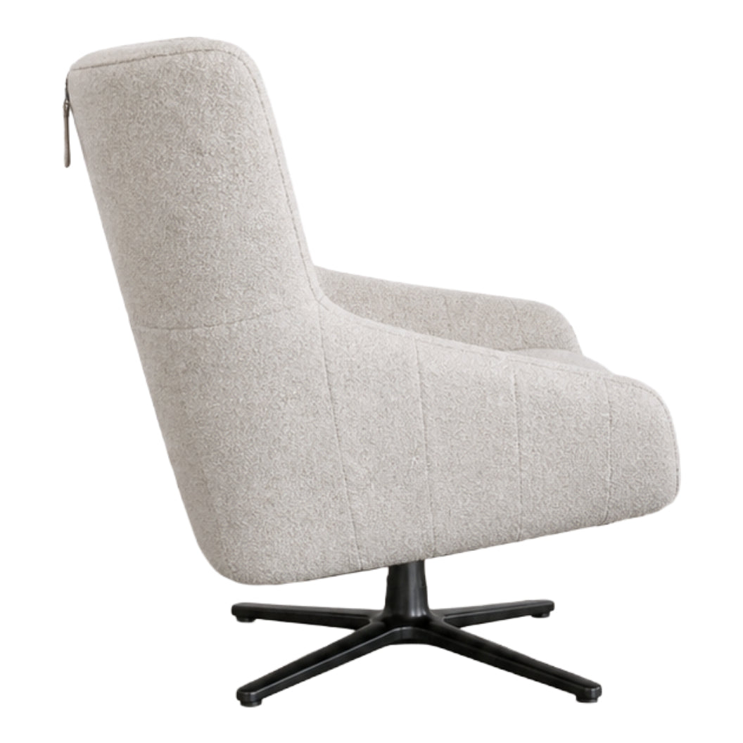 Fauteuil pivotant en tissu crème - Coko