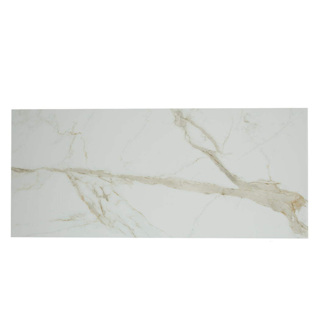 Table de salle à manger rectangulaire en céramique et en bois - Luciano