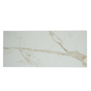 Table de salle à manger rectangulaire en céramique et en bois - Luciano