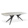 Table de salle à manger rectangulaire avec contour arrondi en céramique et métal - Jack