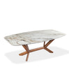 Table de salle à manger rectangulaire avec contour arrondi en céramique et bois noyer - Samuel
