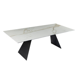 Table de salle à manger rectangulaire en céramique ou en verre - Hugo