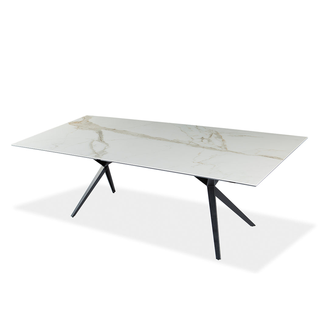 Table de salle à manger rectangulaire en céramique avec métal - Urby
