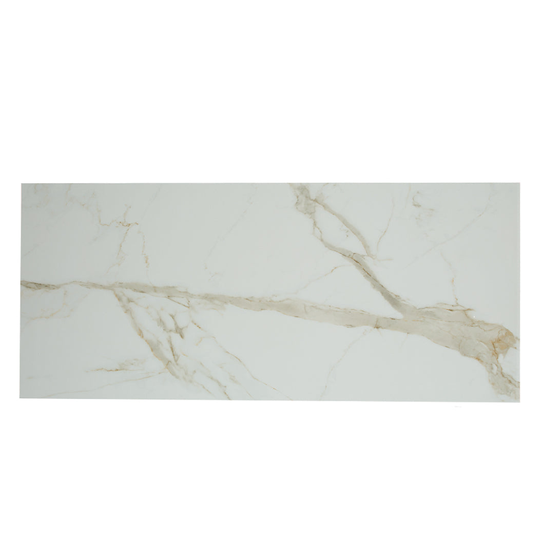 Table de salle à manger rectangulaire en céramique et bois noyer - Samuel