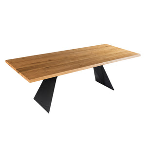 Table de salle à manger rectangulaire en chêne blanc naturel - Hugo