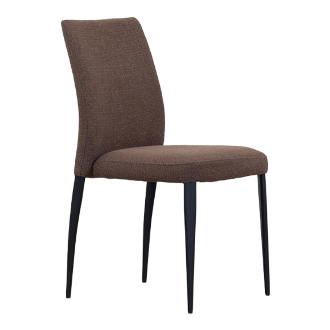 Chaise de salle à manger rembourrée en tissu brun - Denny