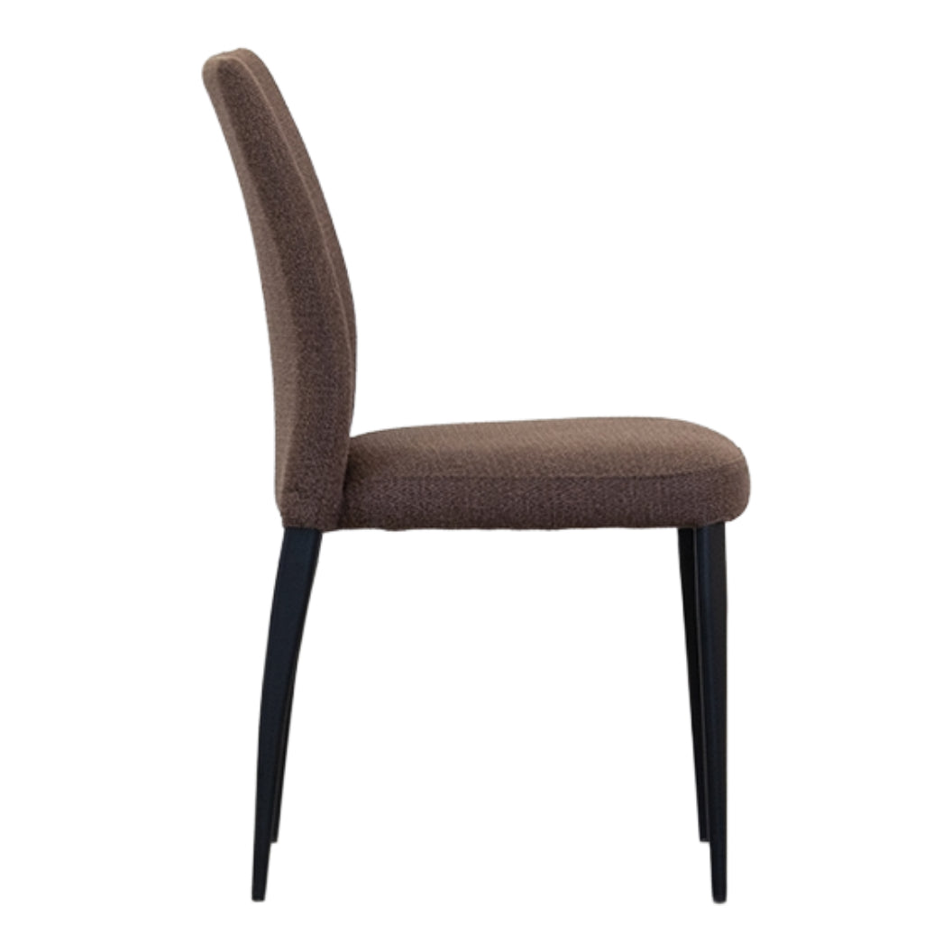 Chaise de salle à manger rembourrée en tissu brun - Denny