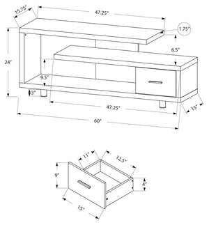 Meuble de télévision en stratifié et métal à 1 tiroir - I 2572-2573-2575