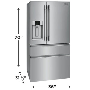 Réfrigérateur 4 portes à 2 battants à profondeur comptoir 36 po, 21,4 pi³ Inox avec Compartiment réfrigérant convertible