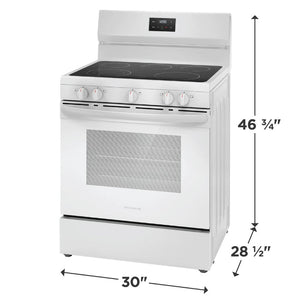 Cuisinière électrique 30 po, 5,3 pi³ Blanc avec 5 éléments