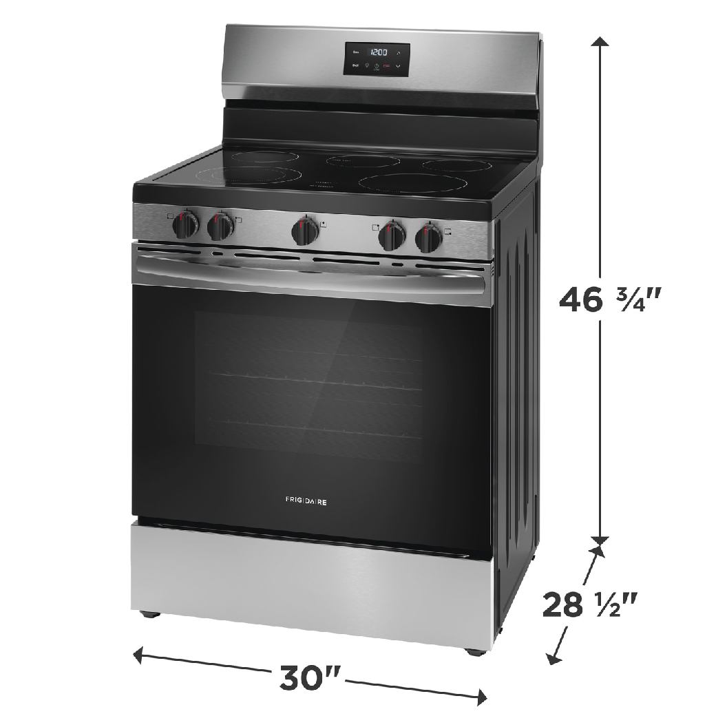 Cuisinière électrique 30 po, 5,3 pi³ Inox avec 5 éléments