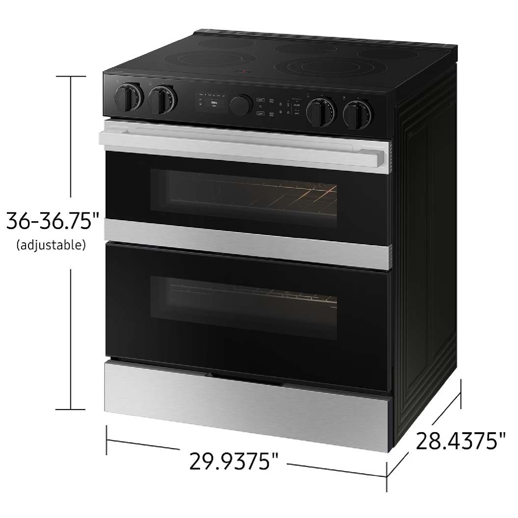 Cuisinière encastrable à induction 30 po, four double 3,4 pi³/2,7 pi³ Inox à 5 zones avec Air Fry et Wi-Fi