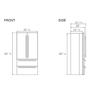 Réfrigérateur porte française 36 po, 22,5 pi³ Inox 4 portes - Héritage avec machine à glaçons