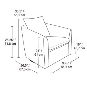 Fauteuil pivotant en tissu et aspect cuir - Evan